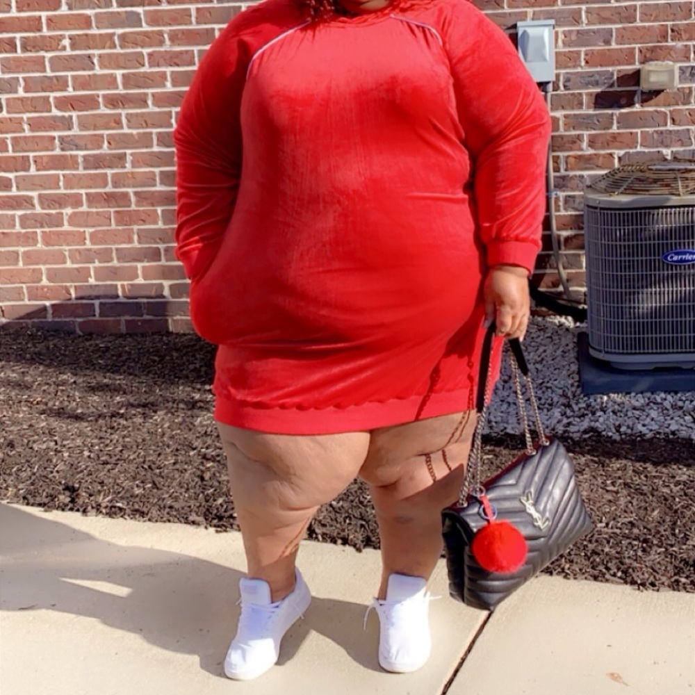 Womens Plus Size Red hooded dress